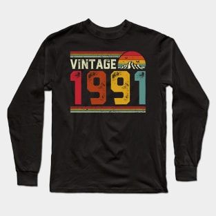 Vintage 1991 Birthday Gift Retro Style Long Sleeve T-Shirt